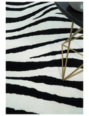 Modern Zebra Hand Tufted Black and White Wool Area Rug