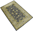 Traditional Black and Olive Hand Tufted 5x8 Wool Area Rug