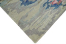 Blue and Silver Modern Abstract Hand Tufted Wool and Art Silk 5x8 Area Rug