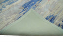Blue and Silver Modern Abstract Hand Tufted Wool and Art Silk 5x8 Area Rug