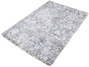 Modern Floral Silver And Ivory Hand Loom Viscose 5x8 Area Rug
