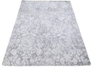 Modern Floral Silver And Ivory Hand Loom Viscose 5x8 Area Rug