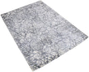 Modern Floral Silver And Ivory Hand Loom Viscose 5x8 Area Rug