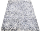 Modern Floral Silver And Ivory Hand Loom Viscose 5x8 Area Rug