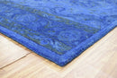 Hand Tufted Traditional Design Blue Overdyed Wool Area Rug