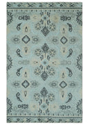 5x8 Blue, Silver and Charcoal Traditional Mamluk Design Hand Knotted wool Area Rug