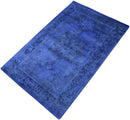 Overdyed Blue Traditional Persian Design Hand Tufted Wool Area Rug