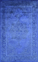 Overdyed Blue Traditional Persian Design Hand Tufted Wool Area Rug