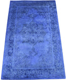 Overdyed Blue Traditional Persian Design Hand Tufted Wool Area Rug