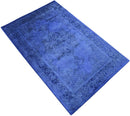 Overdyed Blue Traditional Persian Design Hand Tufted Wool Area Rug