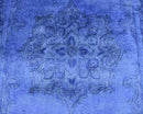 Overdyed Blue Traditional Persian Design Hand Tufted Wool Area Rug