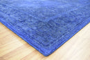Overdyed Blue Traditional Persian Design Hand Tufted Wool Area Rug