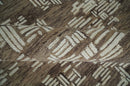 5x8 Brown and Ivory Blocks pattern Hand Tufted Farmhouse Wool Area Rug