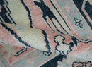 5x8 Dark Blue, Ivory and Peach Hand Knotted Heriz Serapi Medallion Area Rug | TRDPC41