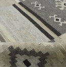 Dhurrie Beige Modern Tribal Pattern Wool Area Rug
