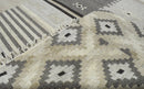 Dhurrie Beige Modern Tribal Pattern Wool Area Rug