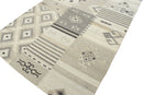 Dhurrie Beige Modern Tribal Pattern Wool Area Rug