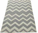 Modern Chevron Gray and Beige Dhurrie Wool Polyester 5x8 Rug