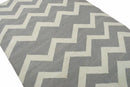 Modern Chevron Gray and Beige Dhurrie Wool Polyester 5x8 Rug
