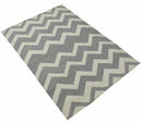 Modern Chevron Gray and Beige Dhurrie Wool Polyester 5x8 Rug
