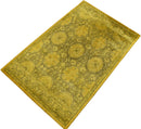 Traditional Floral Design Gold Hand Tufted Overdyed Wool Area Rug