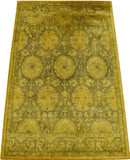 Traditional Floral Design Gold Hand Tufted Overdyed Wool Area Rug