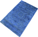 Overdyed Traditional Blue Hand Tufted Wool 5x8 Area Rug