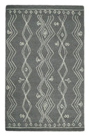 5x8 Gray and White Tribal Hand Tufted Textured Loop Area Rug