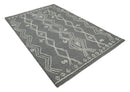 5x8 Gray and White Tribal Hand Tufted Textured Loop Area Rug