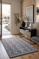 5x8 Gray and White Tribal Hand Tufted Textured Loop Area Rug