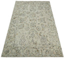 Hand Tufted Beige and Silver Wool Textured Loop 5x8 Area Rug
