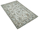 Modern Ivory And Blue Hand Tufted 5x8 Wool Textured Loop Area Rug