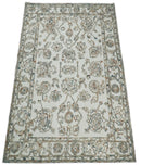 Modern Ivory And Blue Hand Tufted 5x8 Wool Textured Loop Area Rug