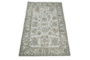 Modern Ivory And Blue Hand Tufted 5x8 Wool Textured Loop Area Rug
