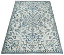 Hand Tufted Blue and Ivory Wool Textured Loop 5x8 Area Rug