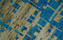 5x8 Hand Knotted Beige and Blue Modern Abstract  Recycled Silk Area Rug