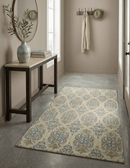5x8 Hand Knotted Beige, Blue and Camel Modern Contemporary Bamboo Silk Area Rug