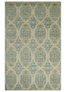 5x8 Hand Knotted Beige, Blue and Camel Modern Contemporary Bamboo Silk Area Rug