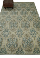 5x8 Hand Knotted Beige, Blue and Camel Modern Contemporary Bamboo Silk Area Rug