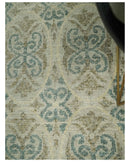 5x8 Hand Knotted Beige, Blue and Camel Modern Contemporary Bamboo Silk Area Rug