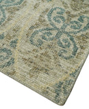5x8 Hand Knotted Beige, Blue and Camel Modern Contemporary Bamboo Silk Area Rug