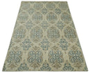 5x8 Hand Knotted Beige, Blue and Camel Modern Contemporary Bamboo Silk Area Rug