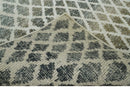 5x8 Hand Knotted Beige, Charcoal and Olive Modern Geometric Recycled Silk Area Rug
