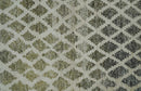 5x8 Hand Knotted Beige, Charcoal and Olive Modern Geometric Recycled Silk Area Rug