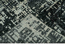 5X8 Hand Knotted Black and Ivory Modern Abstract Contemporary Recycled Silk Area Rug