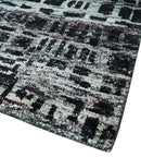 5x8 Hand Knotted Black and Silver Modern Abstract  Recycled Silk Area Rug