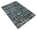 5x8 Hand Knotted Black and Silver Modern Abstract  Recycled Silk Area Rug