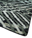 5x8 Hand Knotted Black, Ivory and Teal Modern Contemporary Recycled Silk Area Rug
