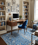 5x8 Hand Knotted Blue and Ivory Modern Contemporary Southwestern Tribal Trellis Recycled Silk Area Rug