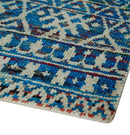 5x8 Hand Knotted Blue and Ivory Modern Contemporary Southwestern Tribal Trellis Recycled Silk Area Rug